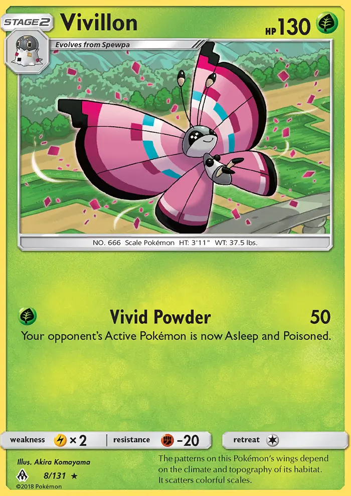 Vivillon Pokemon card from Forbidden Light