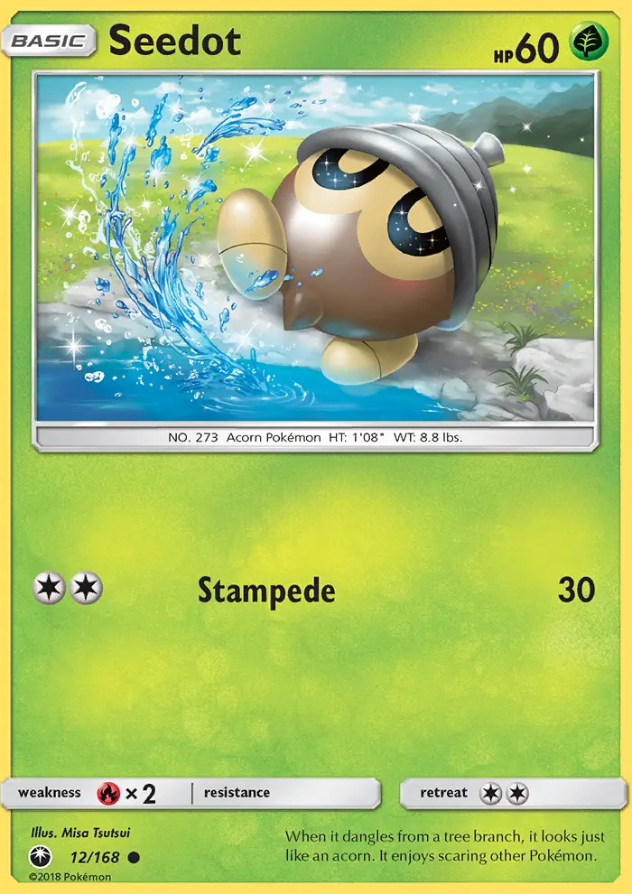 Seedot Pokemon card from Celestial Storm