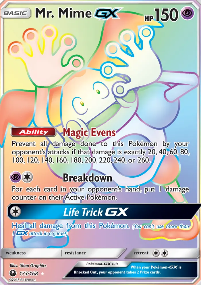 Mr. Mime GX Pokemon card from Celestial Storm