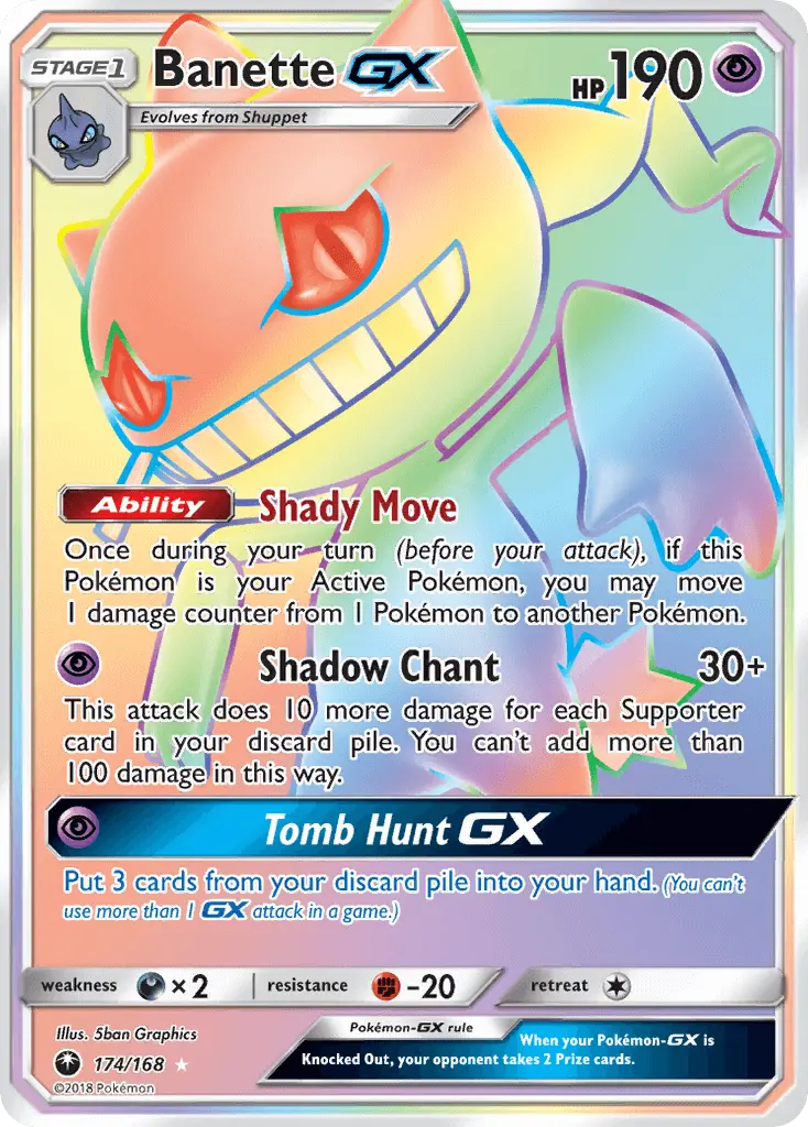 Banette GX Pokemon card from Celestial Storm