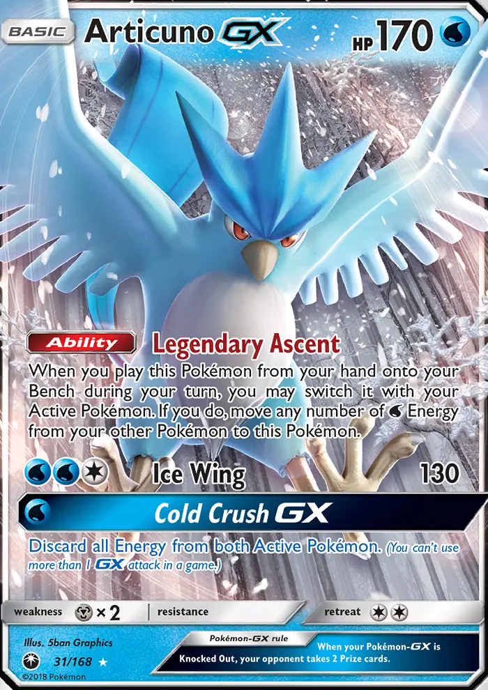 Articuno GX Pokemon card from Celestial Storm