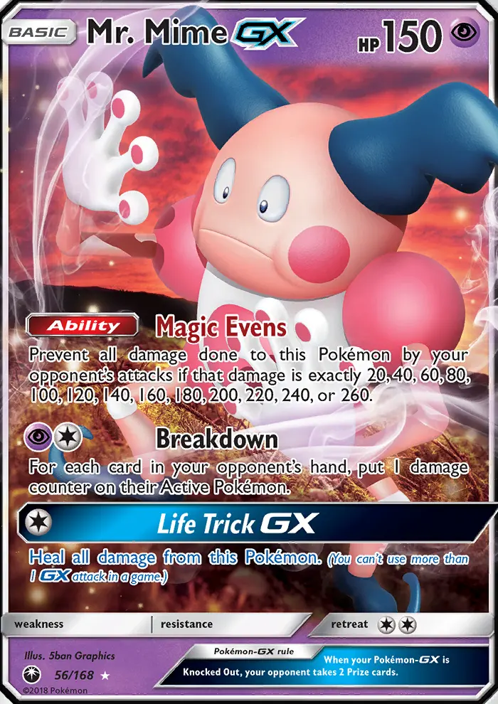 Mr. Mime GX Pokemon card from Celestial Storm