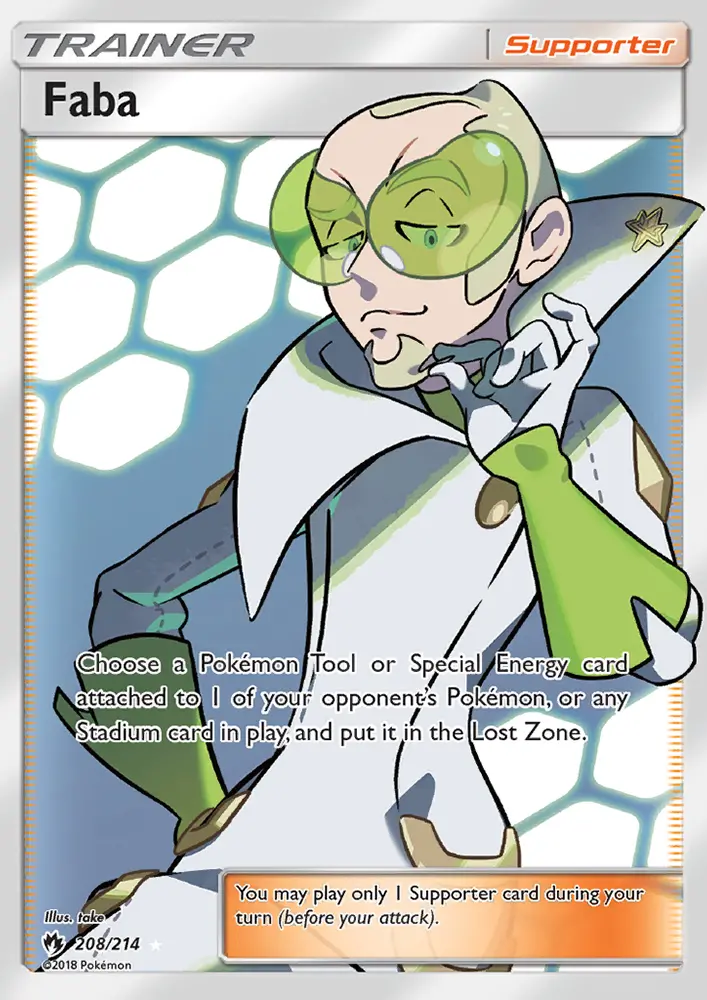 Faba Pokemon card from Lost Thunder