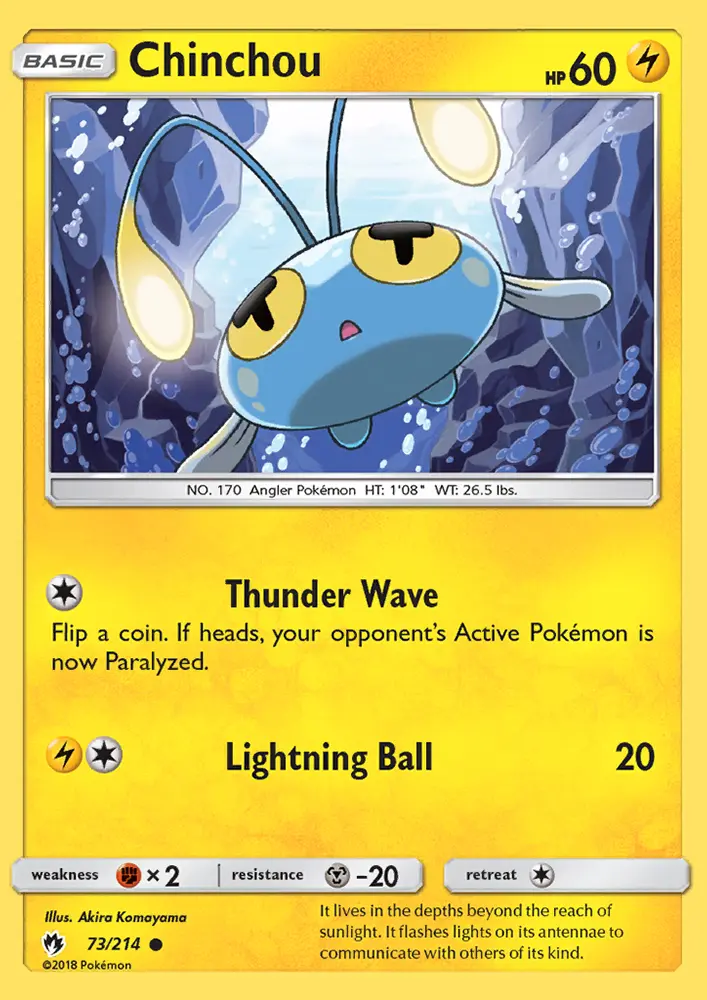 Chinchou Pokemon card from Lost Thunder