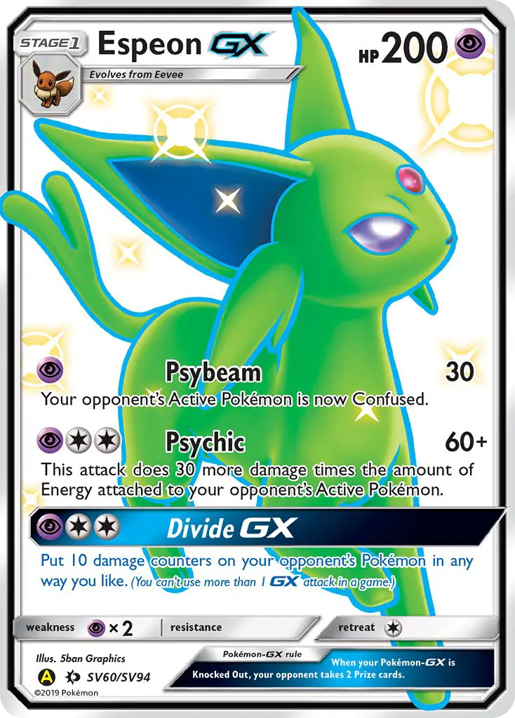 Espeon-GX Pokemon card from Hidden Fates Shiny Vault