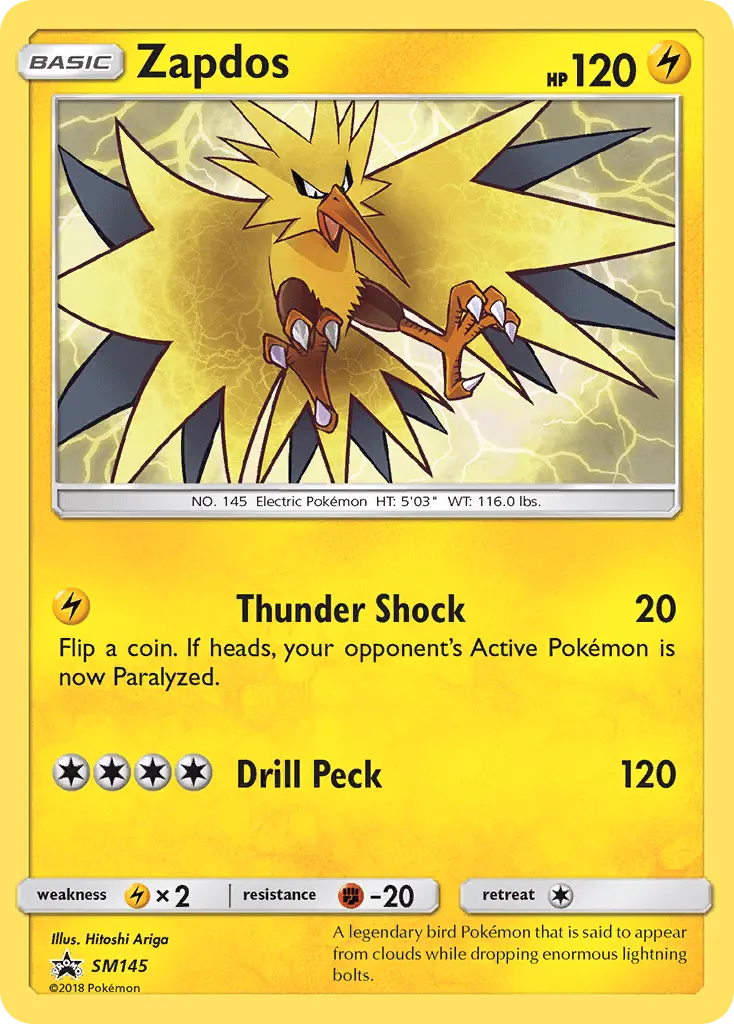 Zapdos Pokemon card from SM Black Star Promos