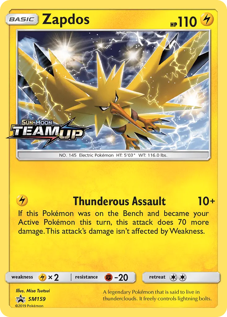 Zapdos Pokemon card from SM Black Star Promos