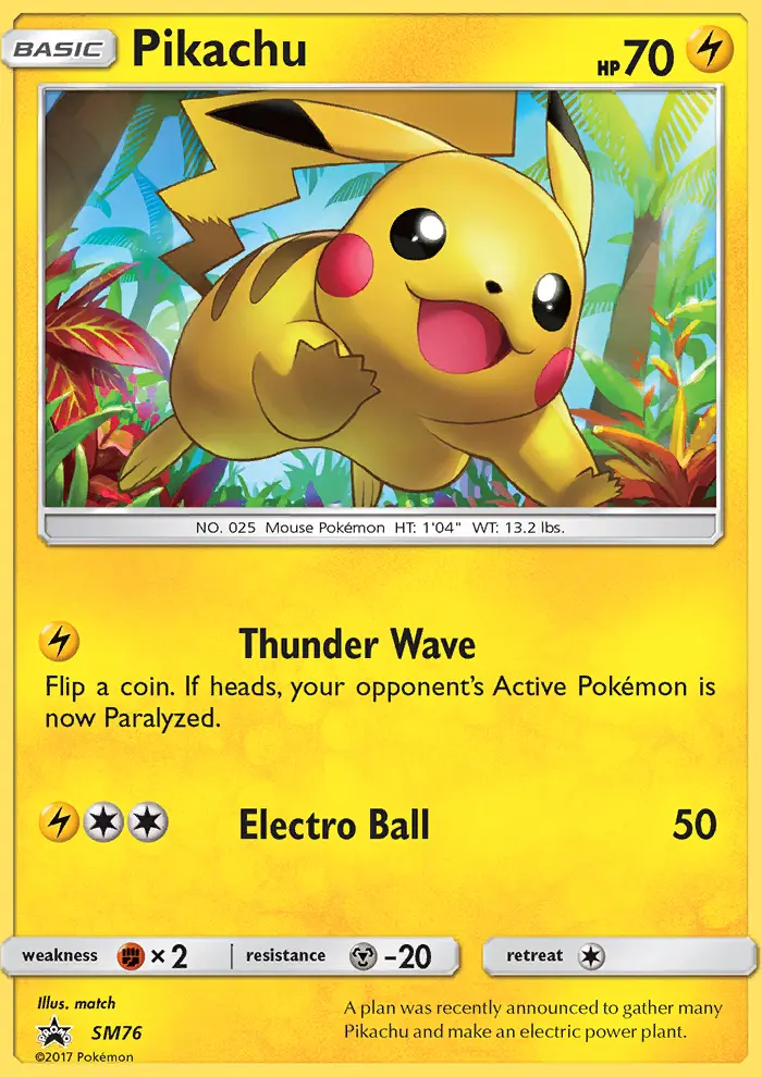 Pikachu Pokemon card from SM Black Star Promos