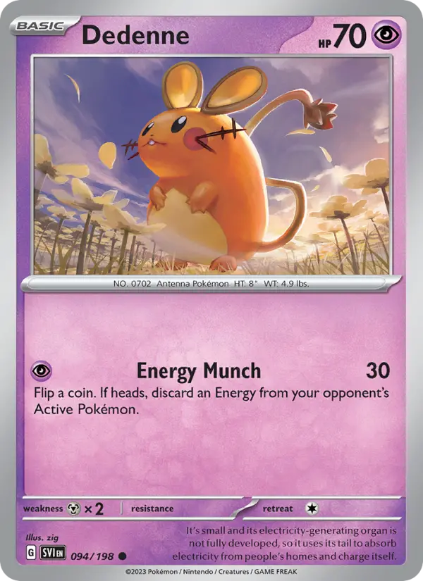 Dedenne Pokemon card from Scarlet & Violet