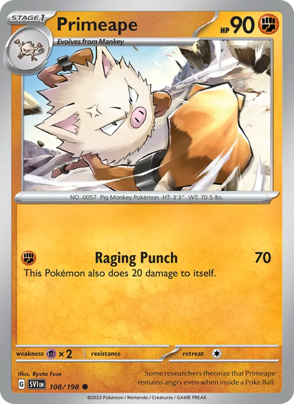 Primeape Pokemon card from Scarlet & Violet