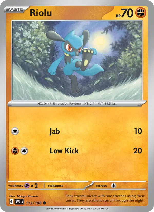Riolu Pokemon card from Scarlet & Violet