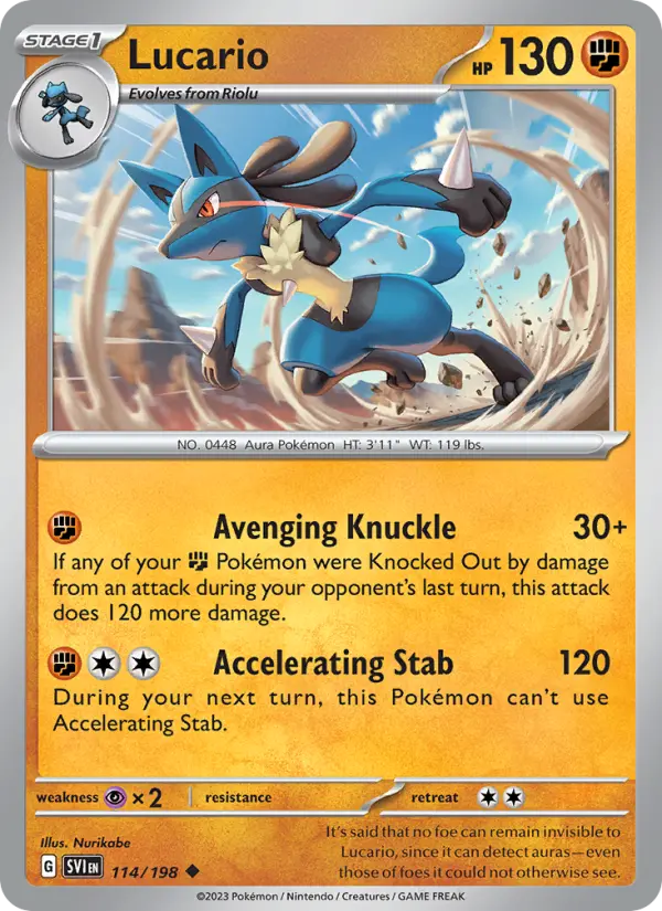 Lucario Pokemon card from Scarlet & Violet