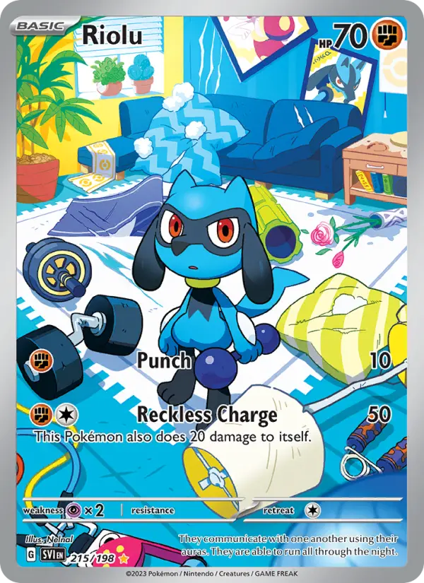 Riolu Pokemon card from Scarlet & Violet