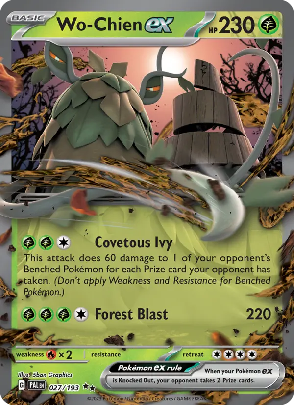 Wo-Chien ex Pokemon card from Paldea Evolved