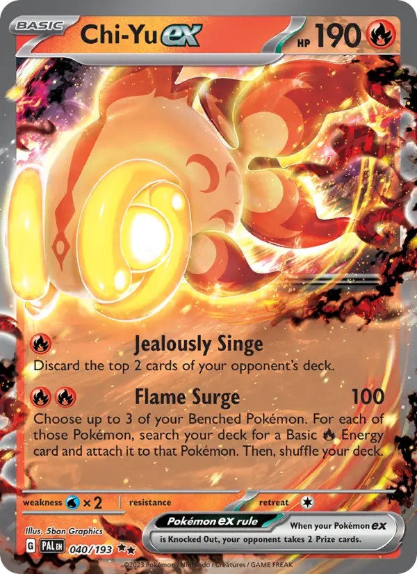 Chi-Yu ex Pokemon card from Paldea Evolved