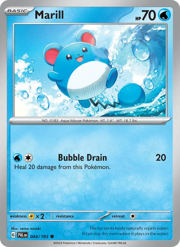 Marill Pokemon card from Paldea Evolved