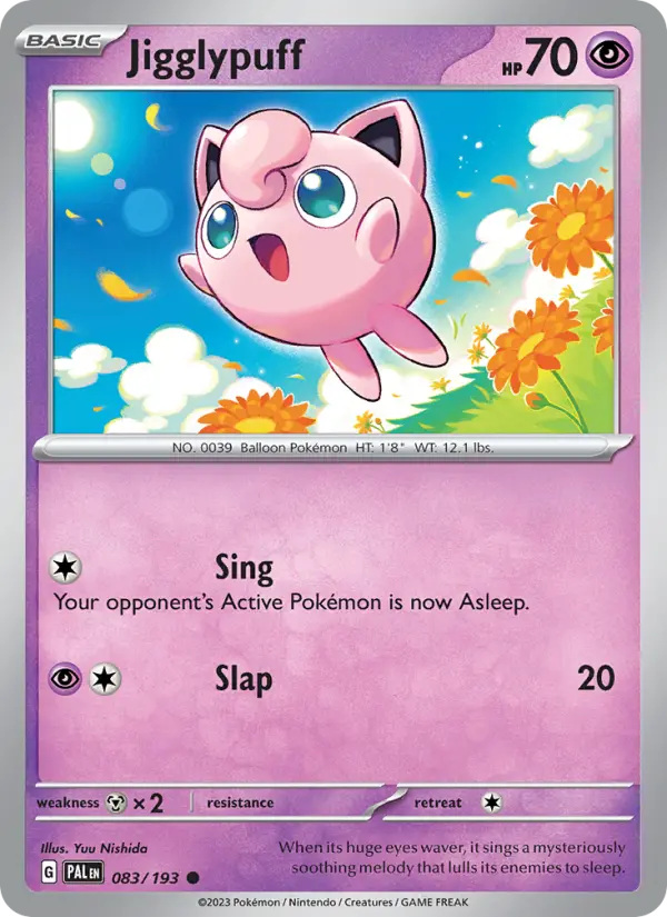 Jigglypuff Pokemon card from Paldea Evolved