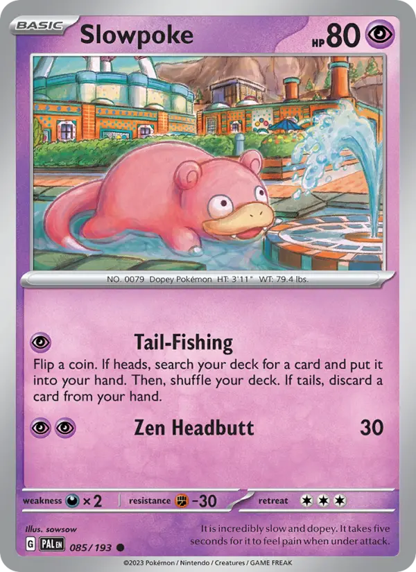 Slowpoke Pokemon card from Paldea Evolved