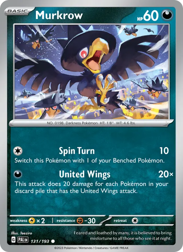 Murkrow Pokemon card from Paldea Evolved