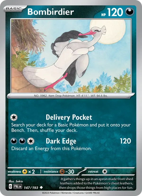 Bombirdier Pokemon card from Paldea Evolved