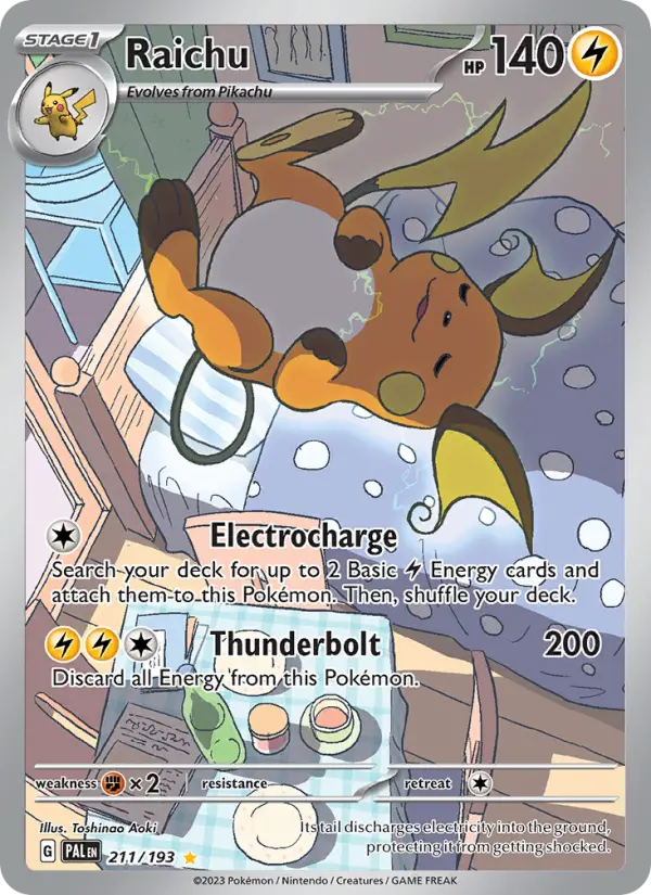 Raichu Pokemon card from Paldea Evolved