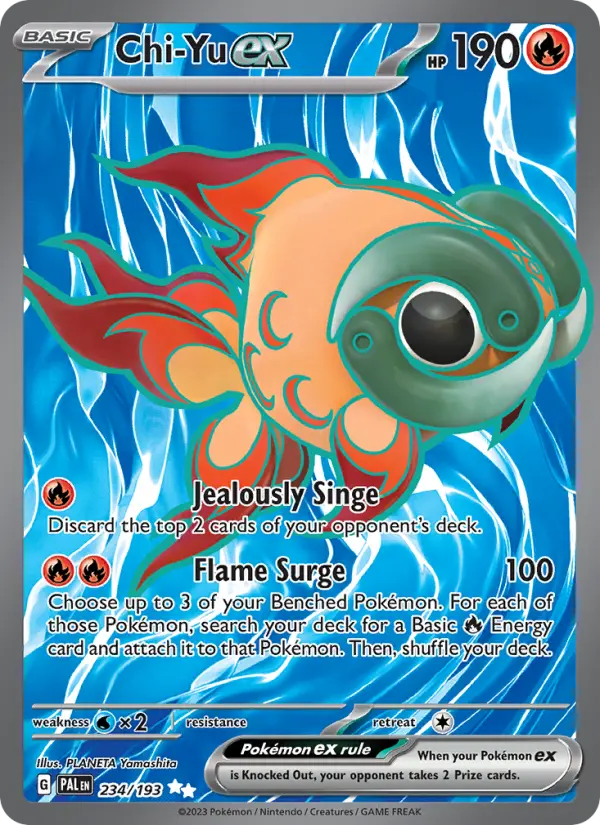 Chi-Yu ex Pokemon card from Paldea Evolved