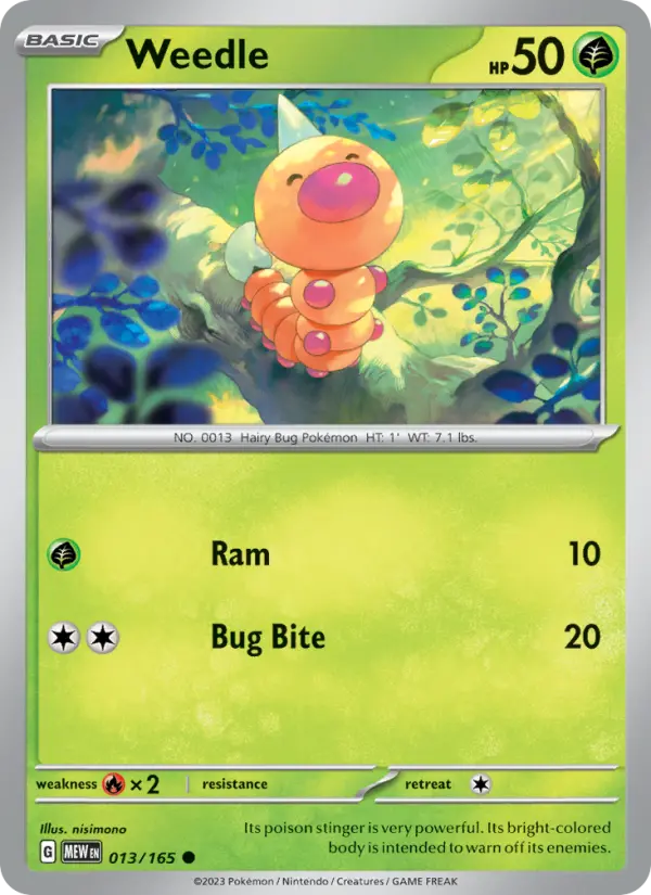 Weedle Pokemon card from 151