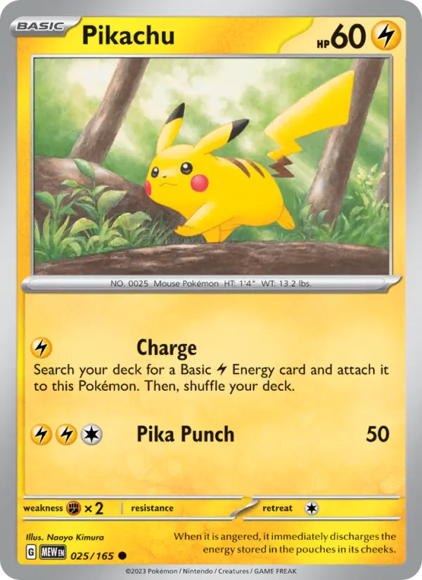 Pikachu Pokemon card from 151