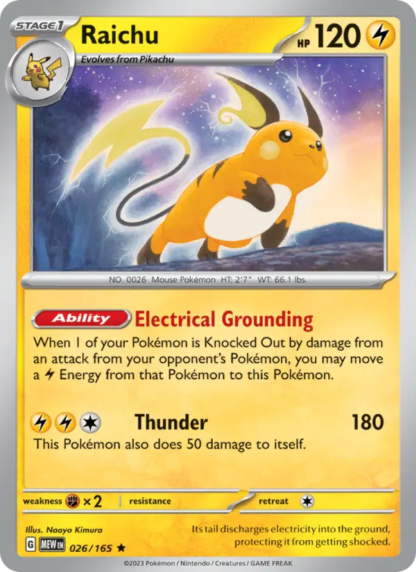 Raichu Pokemon card from 151