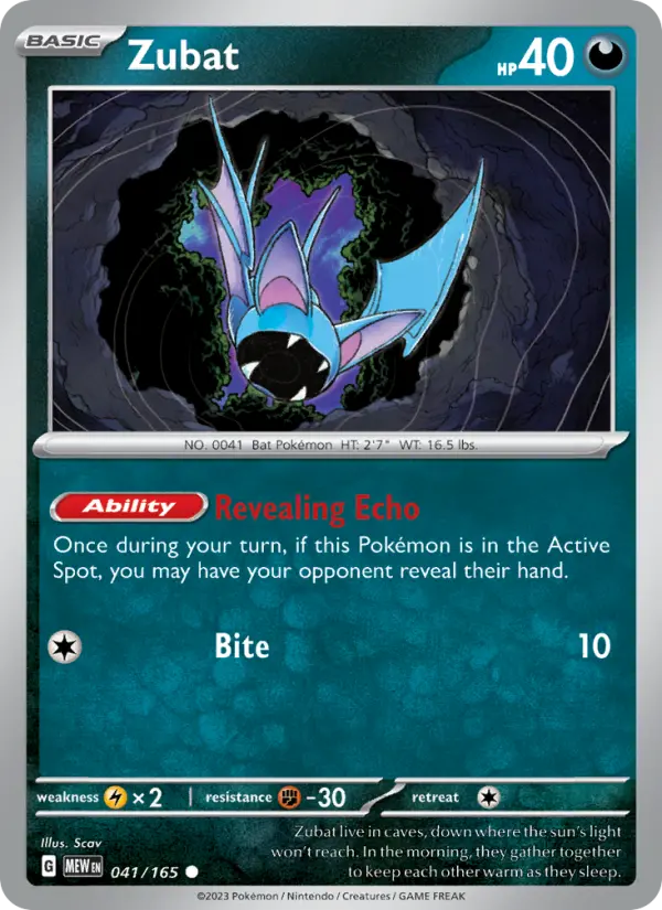 Zubat Pokemon card from 151