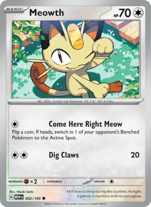 Meowth Pokemon card from 151