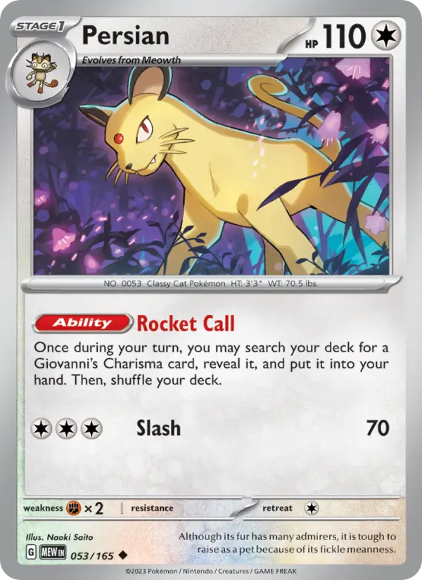Persian Pokemon card from 151