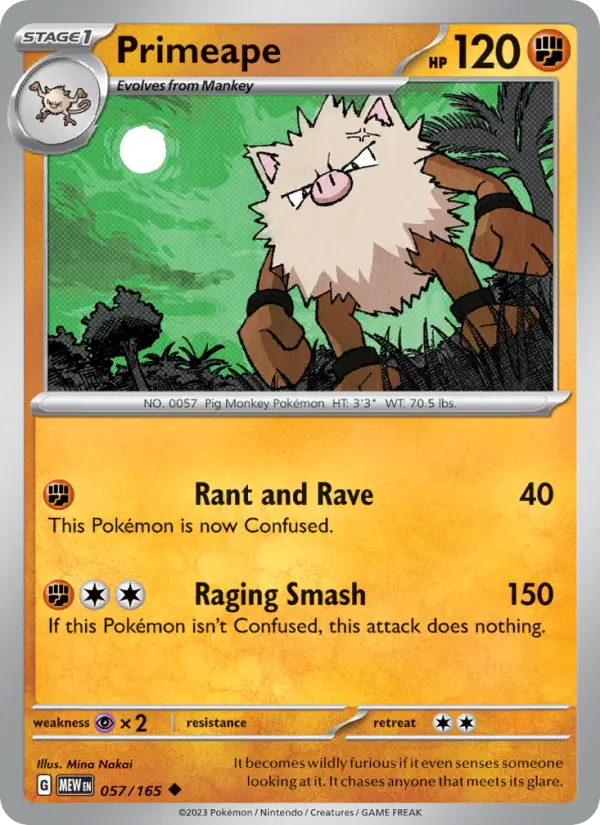 Primeape Pokemon card from 151