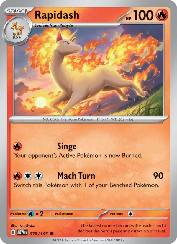 Rapidash Pokemon card from 151