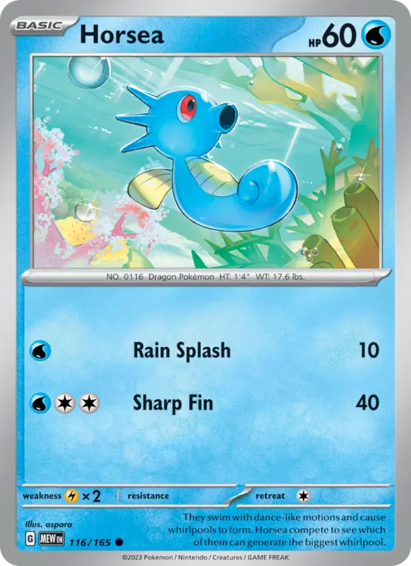 Horsea Pokemon card from 151