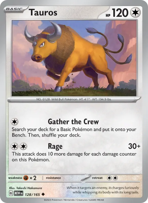 Tauros Pokemon card from 151
