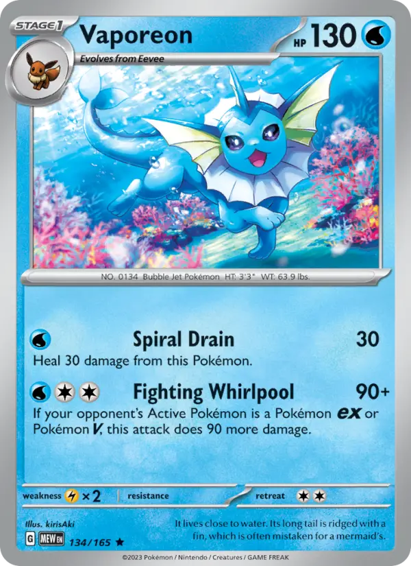 Vaporeon Pokemon card from 151