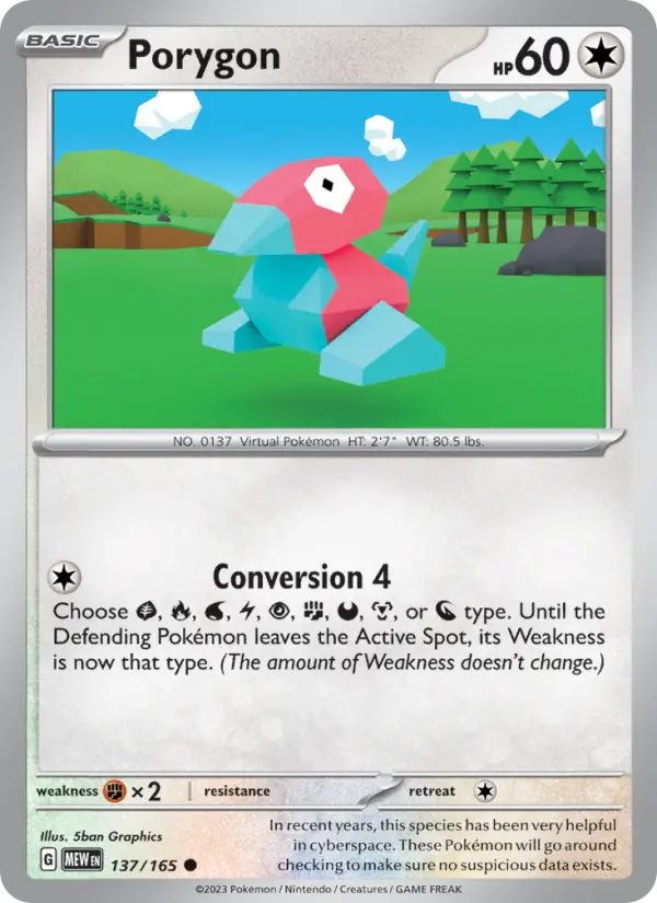 Porygon Pokemon card from 151