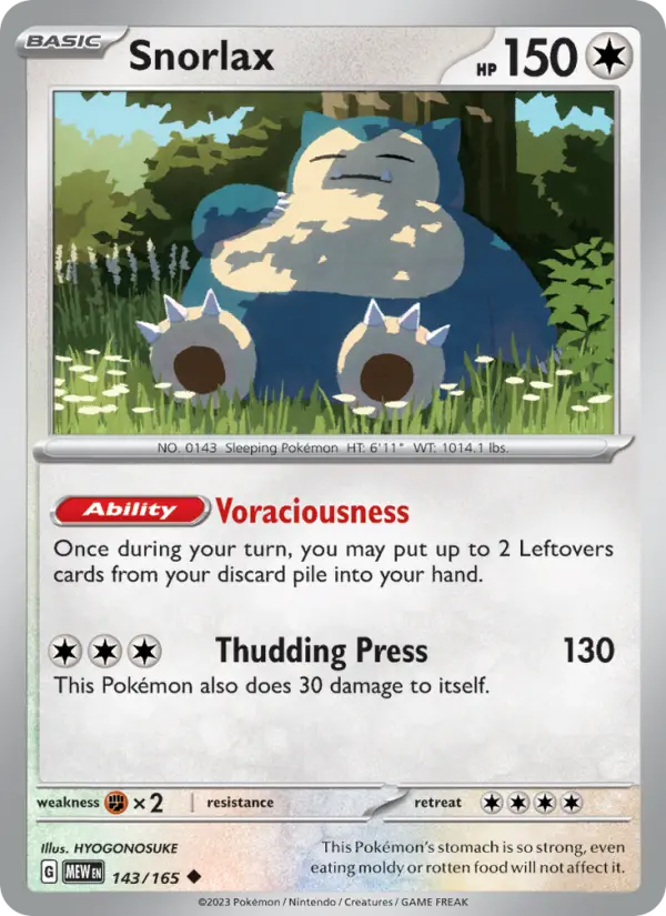Snorlax Pokemon card from 151