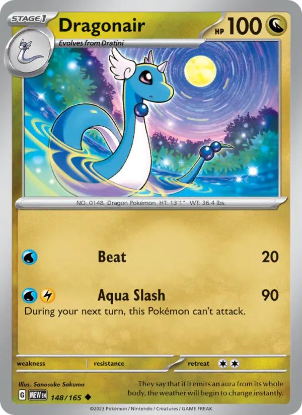 Dragonair Pokemon card from 151