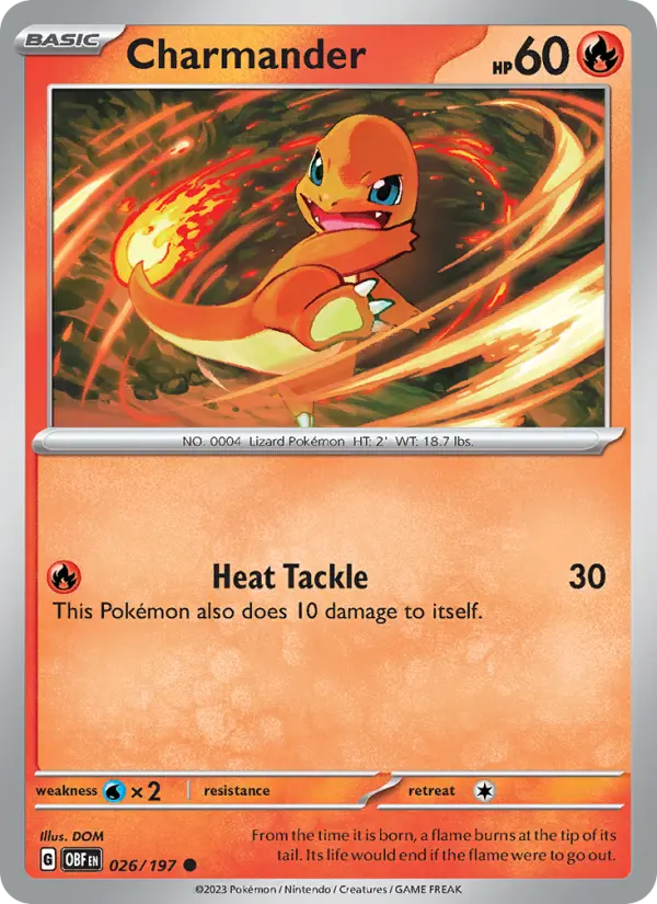 Charmander Pokemon card from Obsidian Flames