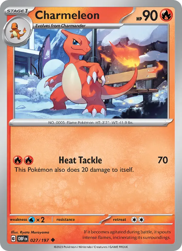 Charmeleon Pokemon card from Obsidian Flames