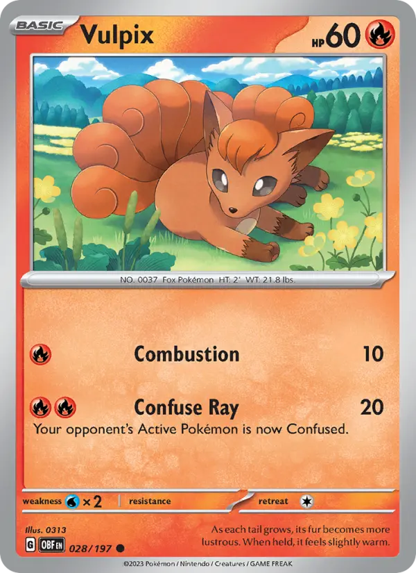 Vulpix Pokemon card from Obsidian Flames