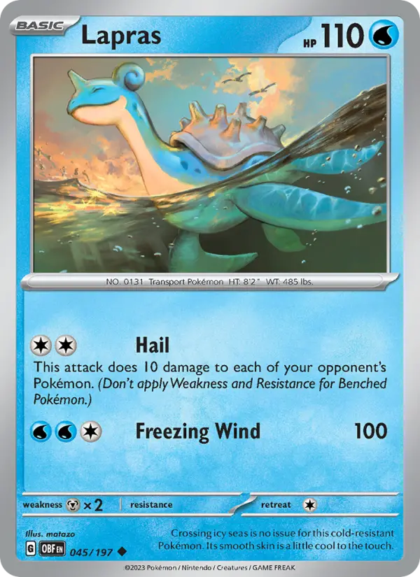 Lapras Pokemon card from Obsidian Flames