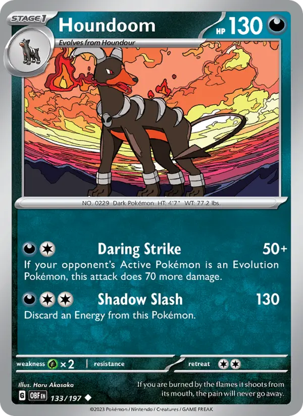 Houndoom Pokemon card from Obsidian Flames