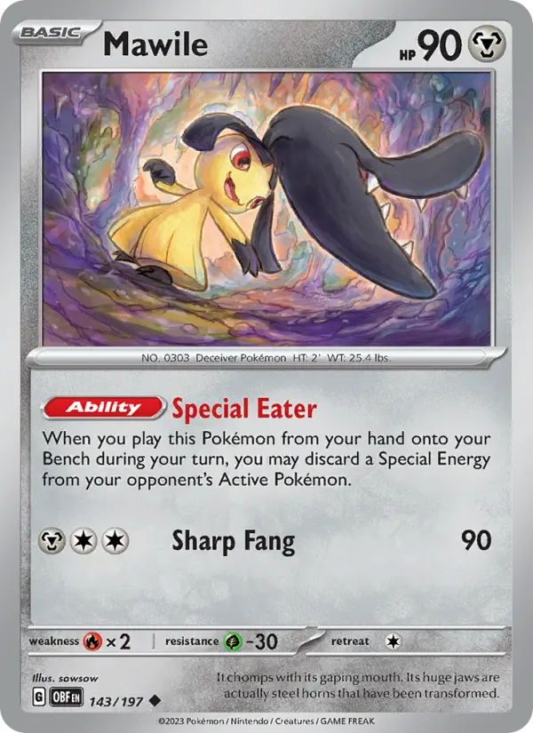 Mawile Pokemon card from Obsidian Flames