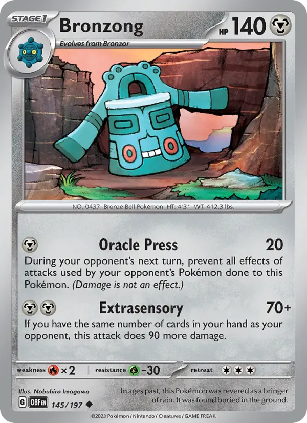 Bronzong Pokemon card from Obsidian Flames