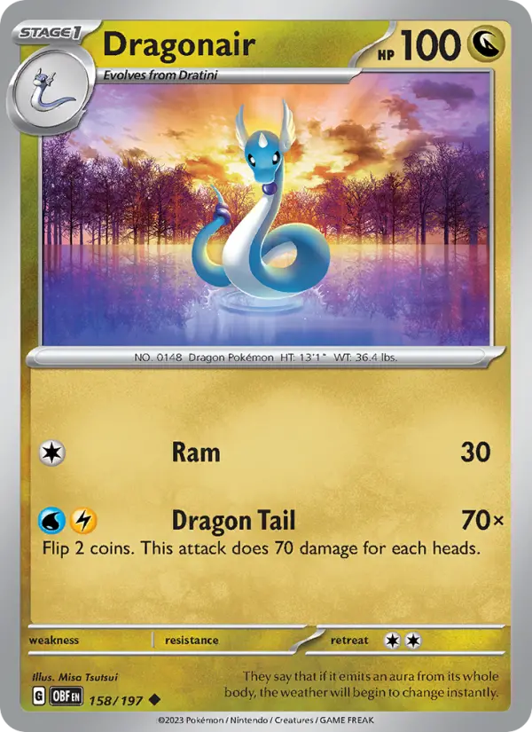 Dragonair Pokemon card from Obsidian Flames