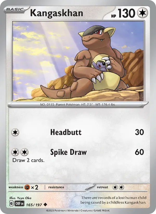 Kangaskhan Pokemon card from Obsidian Flames