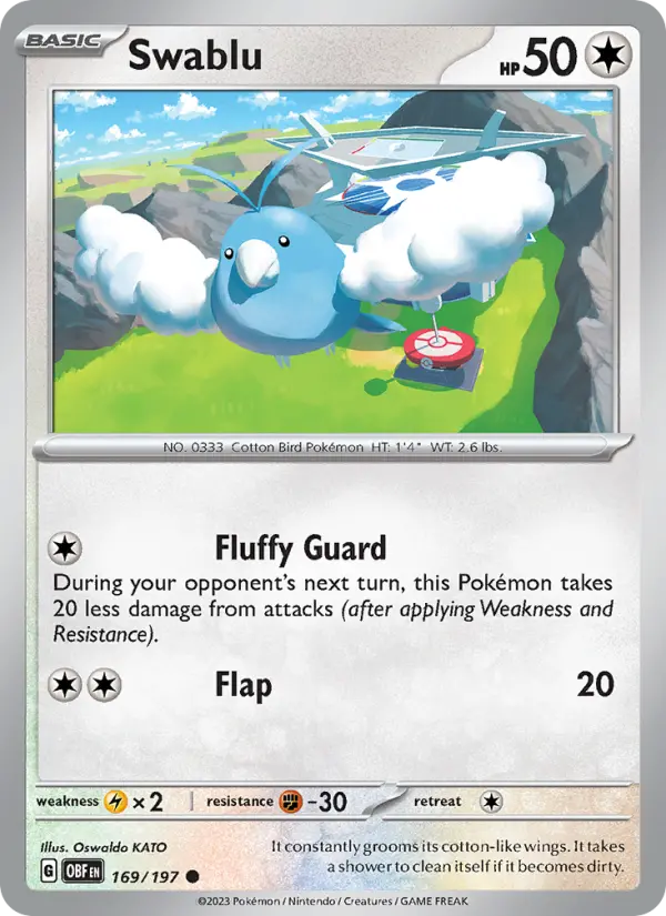 Swablu Pokemon card from Obsidian Flames